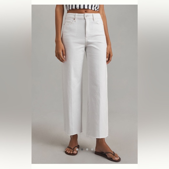 NWT Paige Anessa Wide Leg Cropped Raw Hem Jeam in Crisp White Size 27 - Picture 3 of 8